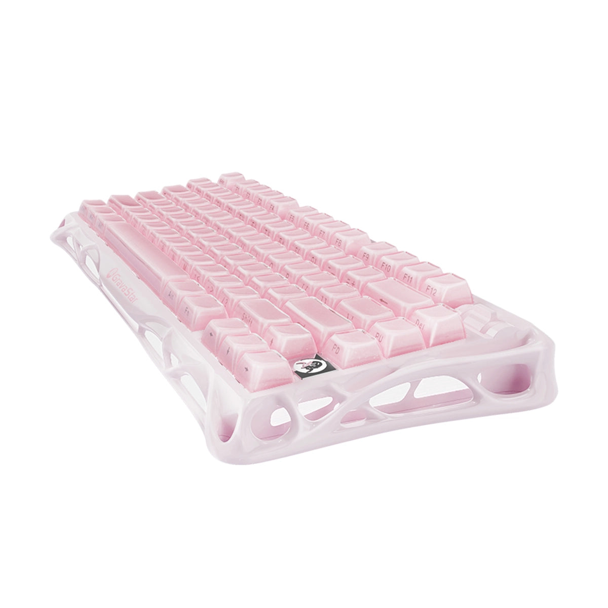 GravaStar Mercury K1 Special Edition in Sakura Pink: aluminum alloy exoskeleton, 88g magnesium frame, hot-swap switches (3/5-pin), customizable RGB lighting (16.7M colors); 5.0-rated for premium build and performance.