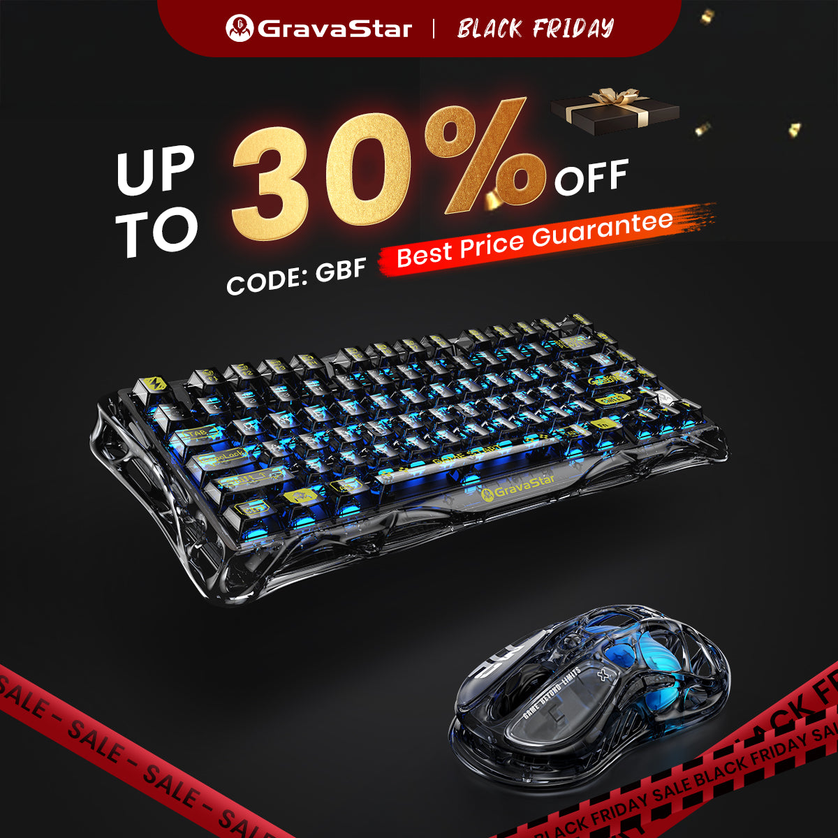 GravaStar Core Flex Gaming Set - Transparent Black