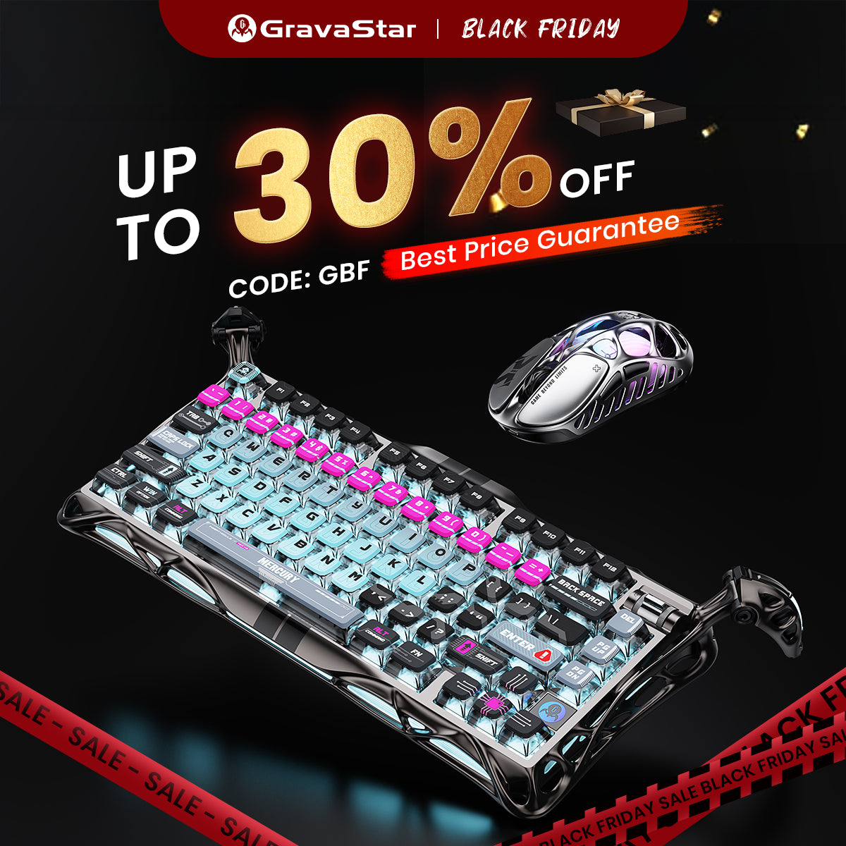 GravaStar HE 8000Hz Ultra-Fast Hall Effect Gaming Set - Cyberpunk