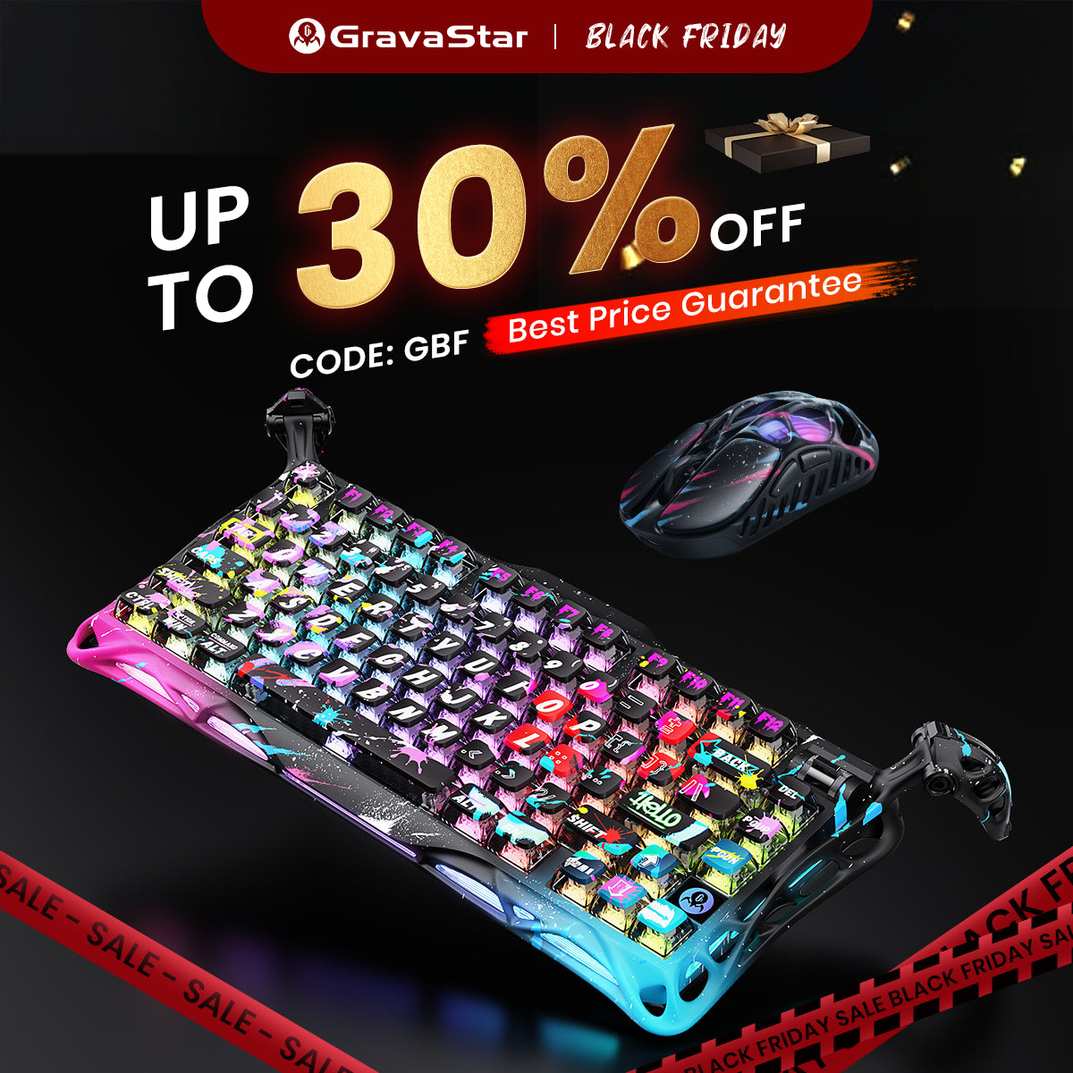 GravaStar 8000Hz Gaming Set - Neon Graffiti | Ultra-Fast Keyboard