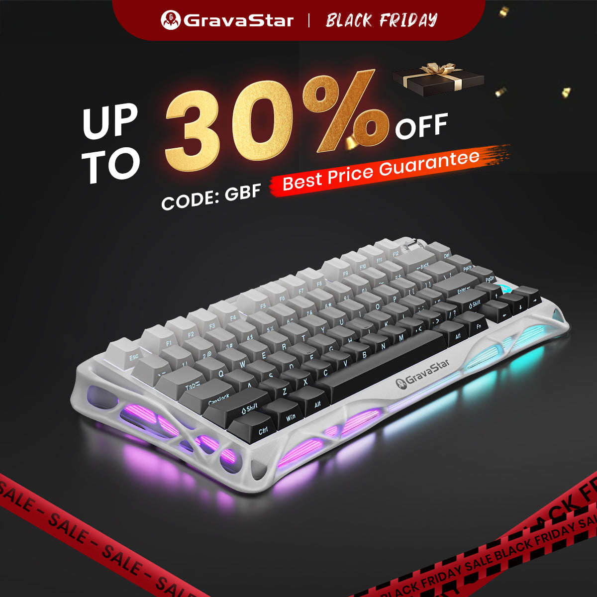 Mercury K1 Gaming Keyboard - Gradient White | 75% Mechanical