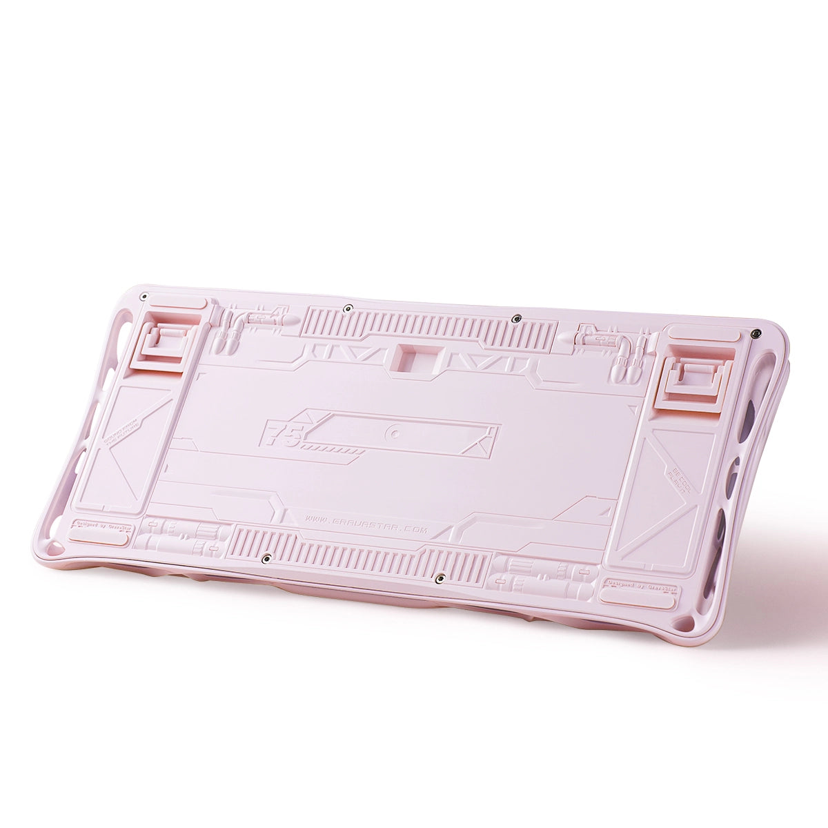 GravaStar Mercury K1 Special Edition in Sakura Pink: aluminum alloy exoskeleton, 88g magnesium frame, hot-swap switches (3/5-pin), customizable RGB lighting (16.7M colors); 5.0-rated for premium build and performance.