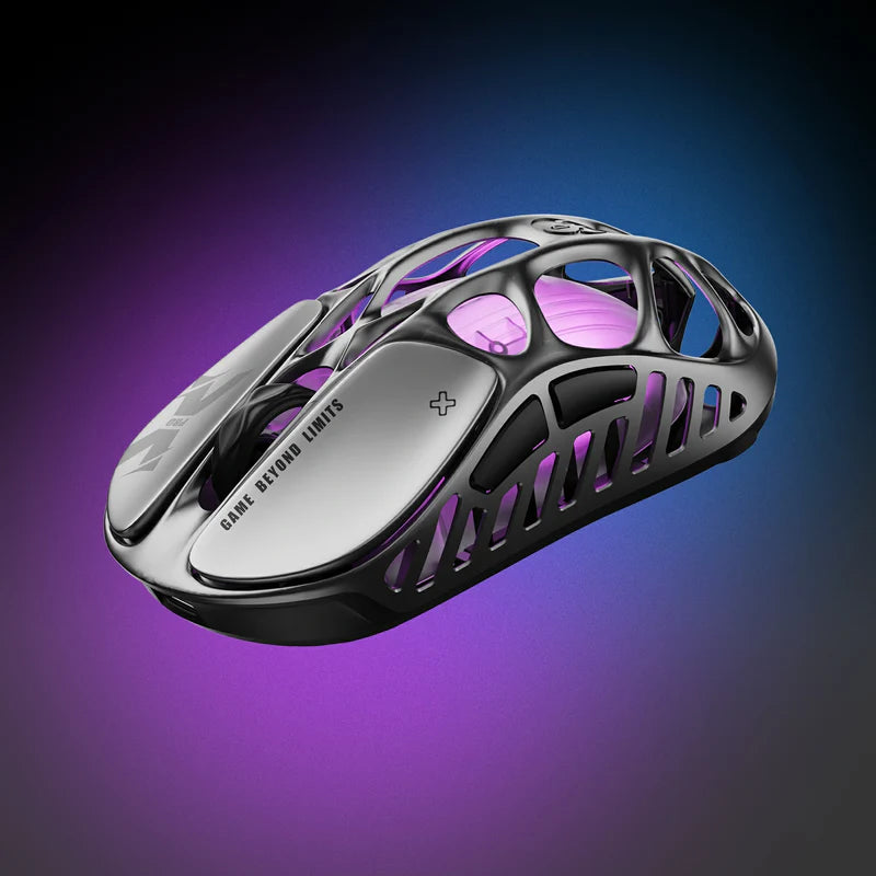 GravaStar Ultimate Gaming Set in Interstellar Silver, featuring Mercury K1 Pro 75% compact gaming keyboard (aluminum alloy frame with nano-textured surface, South-facing RGB backlighting) paired with Mercury X Pro 8KHz wireless mouse (PAW 3950 sensor, 49g magnesium alloy hollow skeleton, customizable RGB lighting), displayed with free GravaStar keyboard wrist rest pad included.