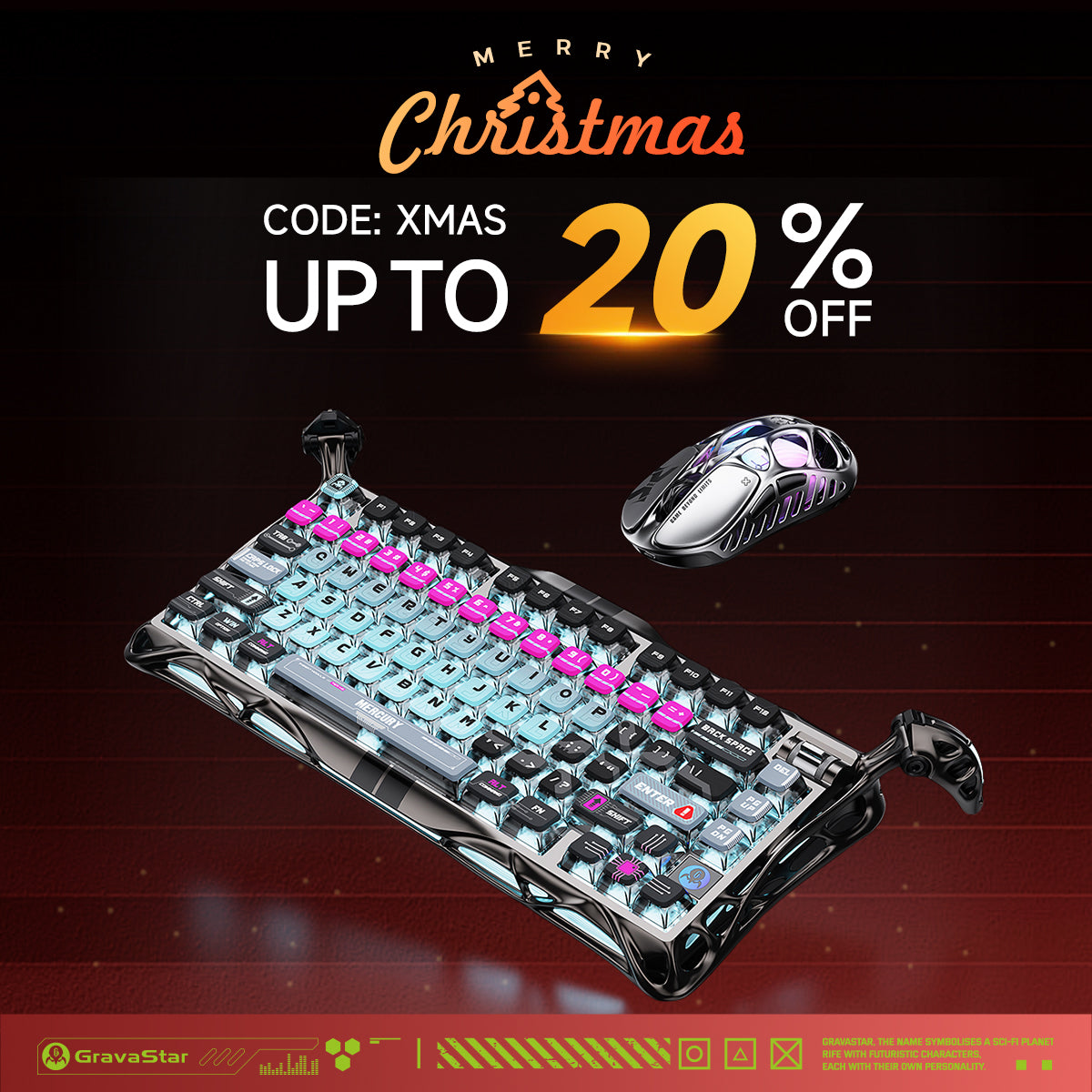 GravaStar HE 8000Hz Ultra-Fast Hall Effect Gaming Set - Cyberpunk