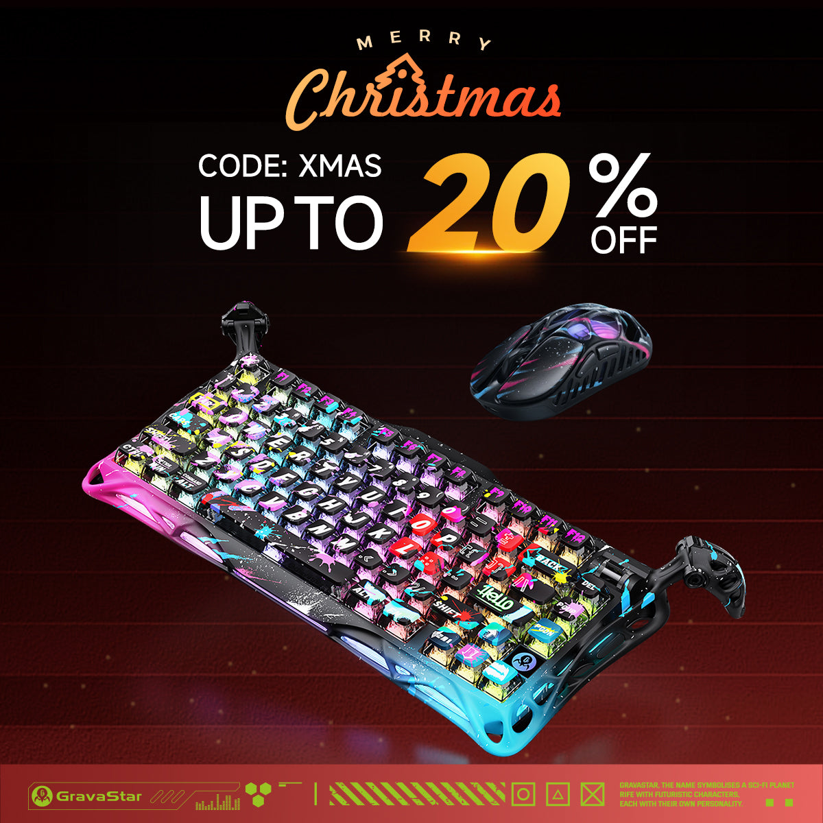 GravaStar HE 8000Hz Ultra-Fast Hall Effect Gaming Set - Neon Graffiti