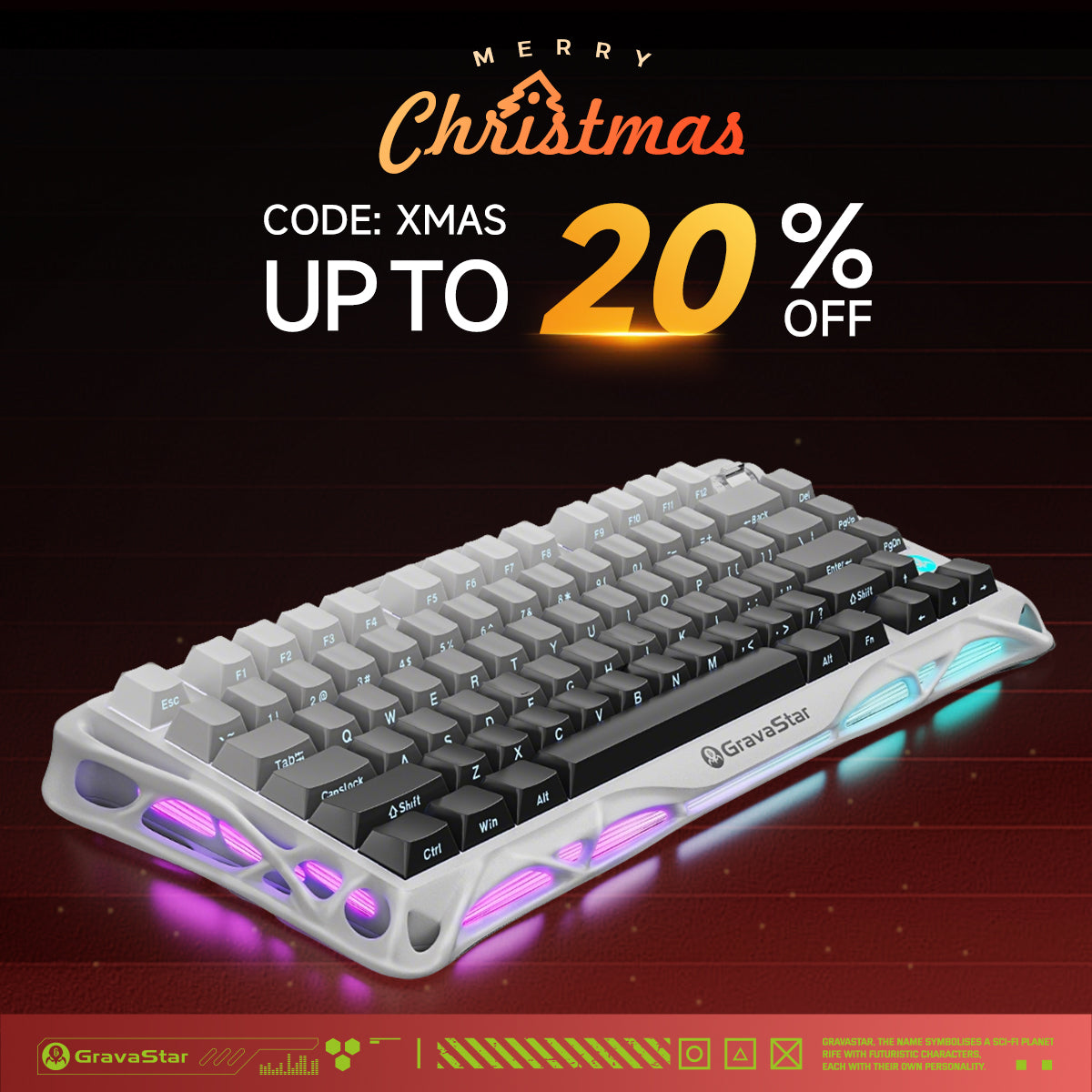 Mercury K1 Gaming Keyboard - Gradient White | 75% Mechanical