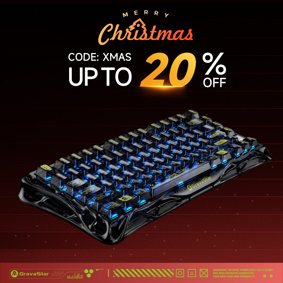 Mercury K1 Lite Gaming Keyboard - Transparent Black | 75% Mechanical