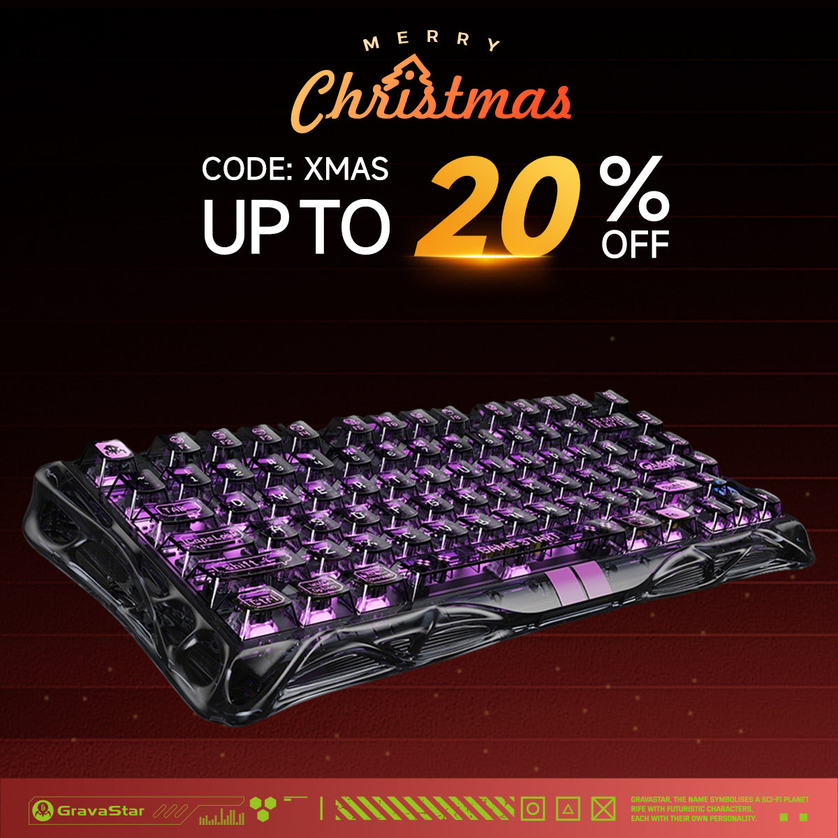 Mercury V75 Lite Gaming Keyboard - Transparent Black | Hall Effect