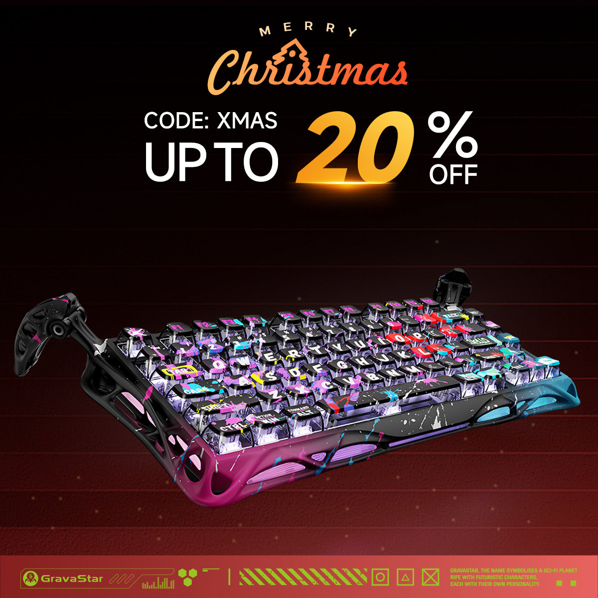 ガルシアコノロイ２１２１ ５スター Mercury V75 Pro Gaming Keyboard - Neon Graffiti | Hall Effect Switches