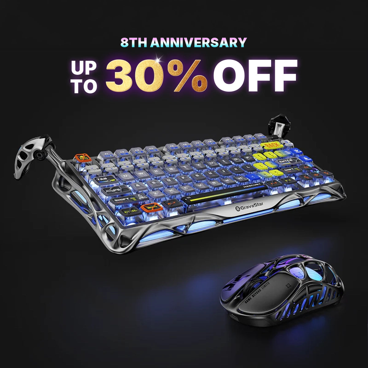 GravaStar マウス キーボード セット売り GravaStar Ultimate Gaming Set - Interstellar Silver | Premium