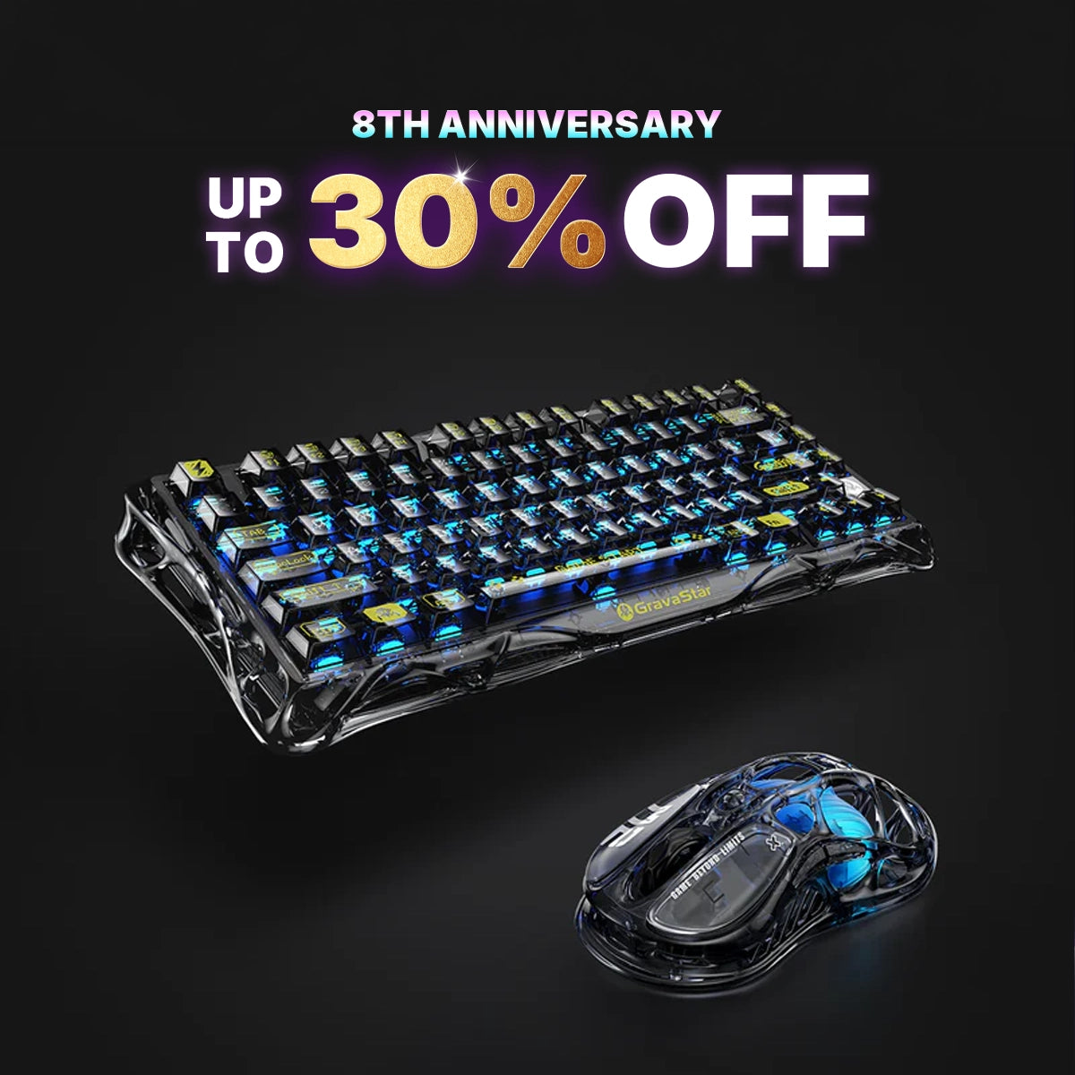 GravaStar Core Flex Gaming Set - Transparent Black