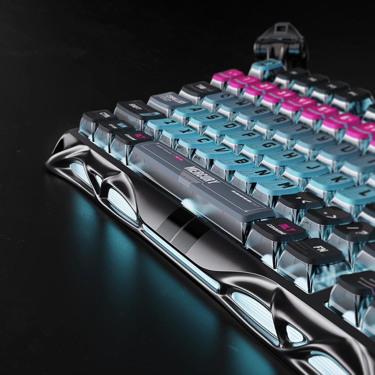 GravaStar Mercury V75 Pro Cyberpunk Gaming Keyboard - 75% compact layout with Hall Effect magnetic switches, 8kHz polling rate, 0.125ms latency, adjustable actuation 0.1-4.0mm, dynamic rapid trigger, RGB lighting 16 modes, semi-aluminum construction, hot-swappable switches, 5-layer acoustic foam, cyberpunk futuristic design, perfect for FPS gaming, CS2, Valorant, competitive esports, streaming, content creation