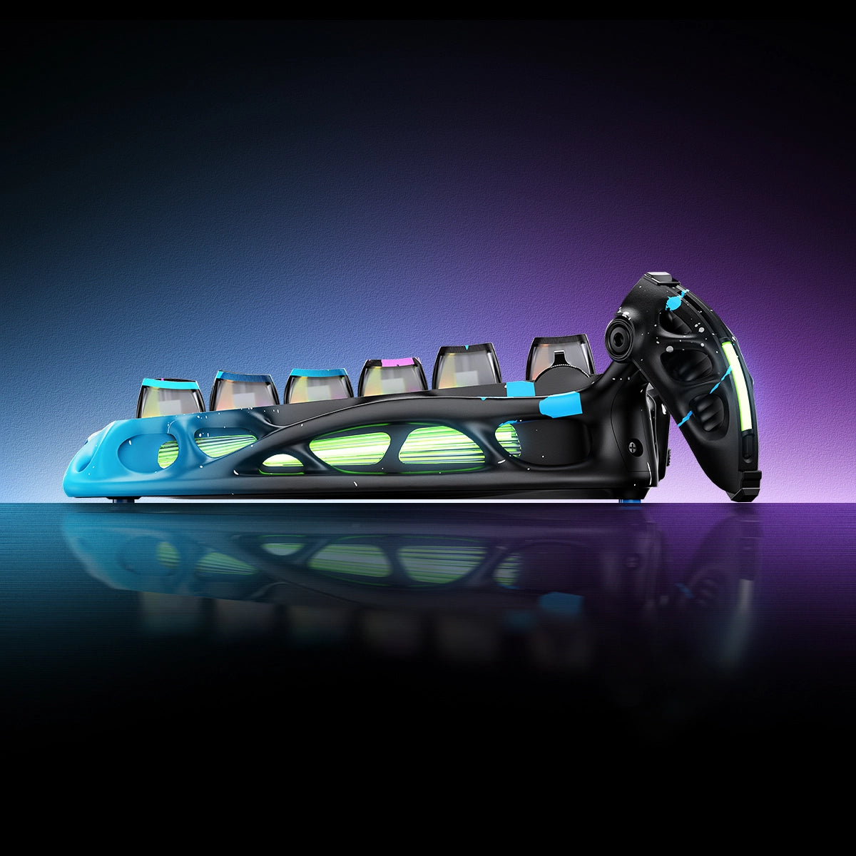 GravaStar Mercury V75 Pro Special Edition Neon Graffiti Gaming Keyboard - 75% compact layout with Hall Effect magnetic switches, 8kHz polling rate, 0.125ms latency, adjustable actuation 0.2-3.7mm, dynamic rapid trigger, RGB lighting 16 modes, aluminum construction, hot-swappable switches, 4-layer acoustic foam, neon graffiti street art design, perfect for FPS gaming, CS2, Valorant, competitive esports, content creation, streaming