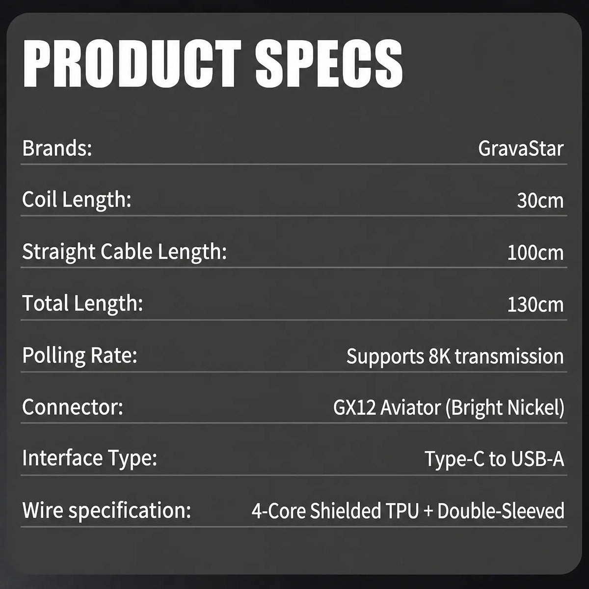 GravaStar Coiled Aviator USB Cable