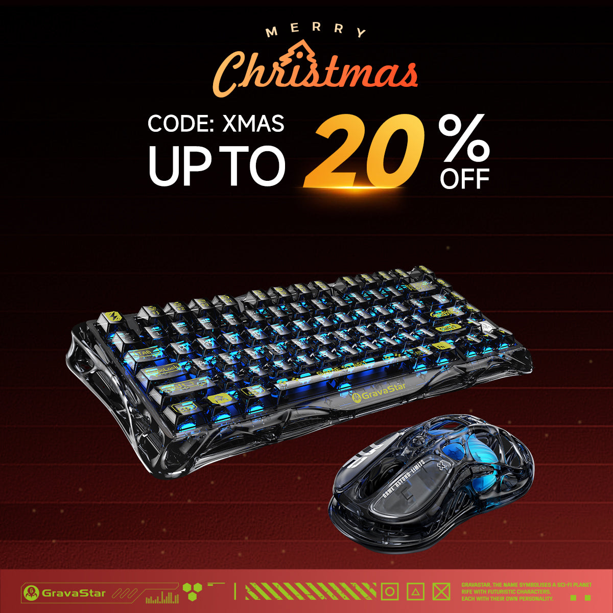 GravaStar Core Flex Gaming Set - Transparent Black