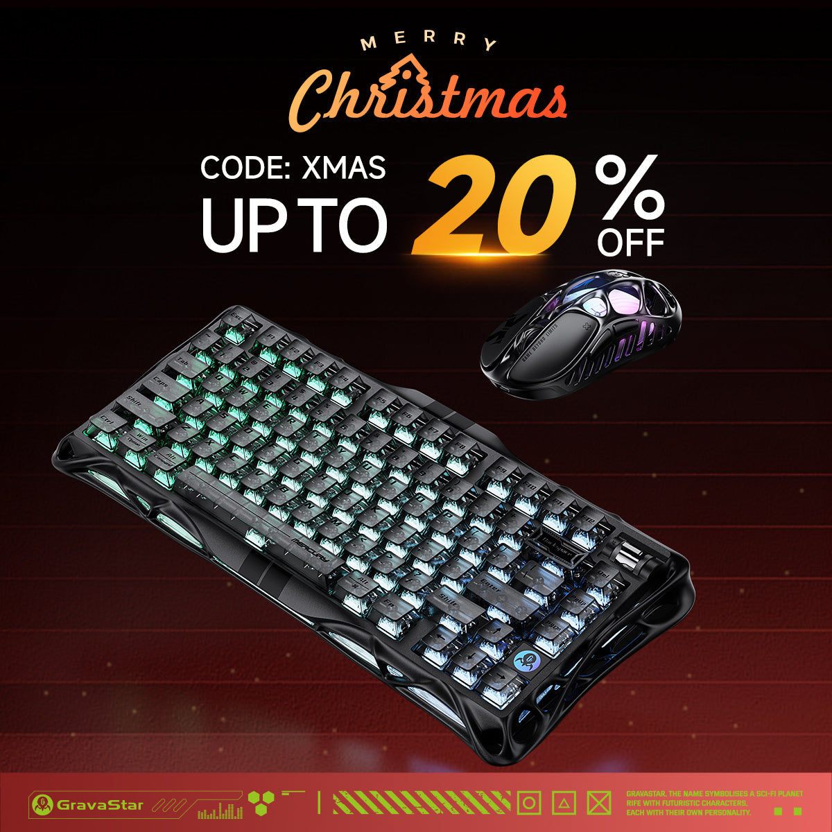 GravaStar 8000Hz Ultra-Fast Hall Effect Gaming Set - Stealth Black/Mecha Gray