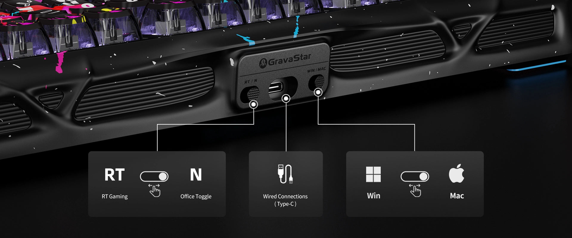 GravaStar Mercury V75 Pro Special Edition Neon Graffiti Gaming Keyboard - 75% compact layout with Hall Effect magnetic switches, 8kHz polling rate, 0.125ms latency, adjustable actuation 0.2-3.7mm, dynamic rapid trigger, RGB lighting 16 modes, aluminum construction, hot-swappable switches, 4-layer acoustic foam, neon graffiti street art design, perfect for FPS gaming, CS2, Valorant, competitive esports, content creation, streaming